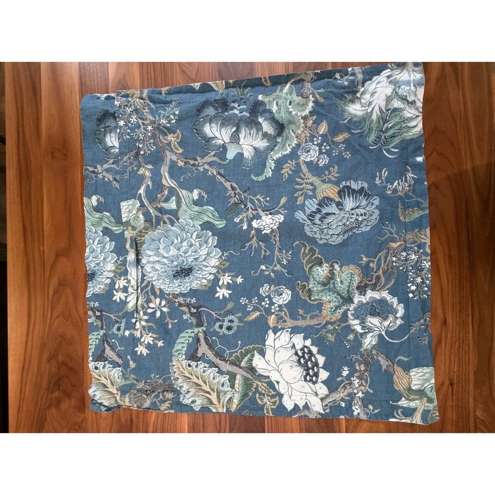 Pottery Barn Dahlia Floral Euro Sham 26x26 Set of Two Blue Multi Cotton Set of 2